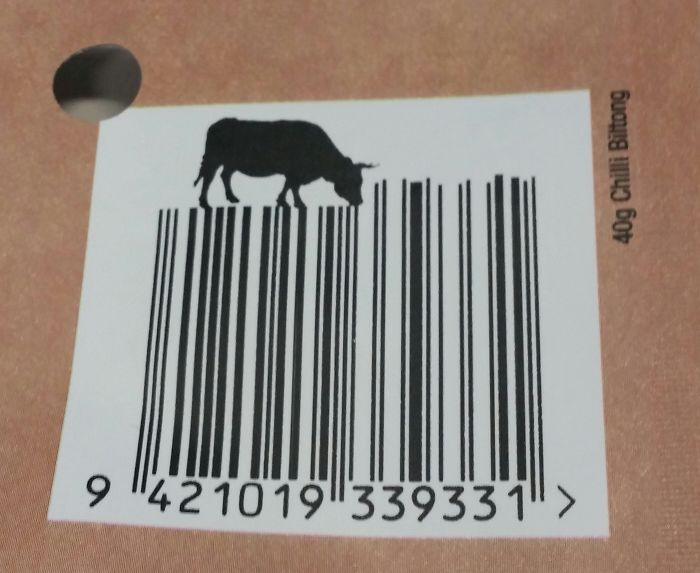 Штрих-код с коровой, съедающей штрих-код